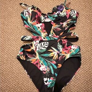La Hearts Black Floral Swimsuit